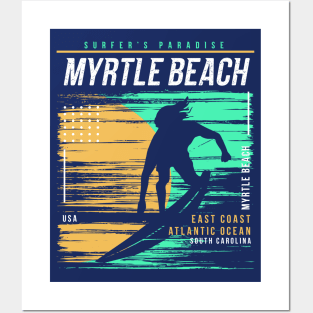 Retro Surfing Myrtle Beach, South Carolina // Vintage Surfer Beach // Surfer's Paradise Posters and Art